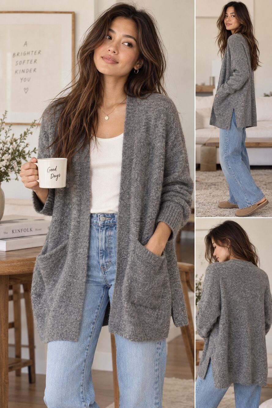 Madewell Cozy Walker Cardigan S Gray Merino Wool Alpaca Oversized Open Front